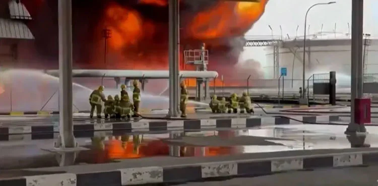Drone strike sparks massive blaze at Kuwait International Airport fuel tanks