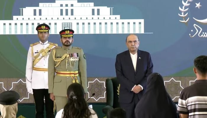 President Zardari honours armed forces with military awards